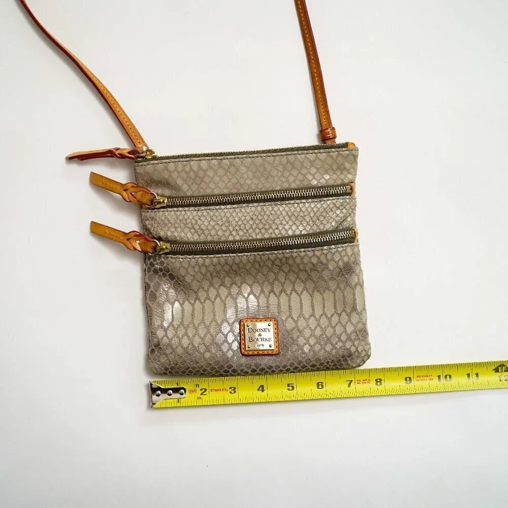 DOONEY & BOURKE “North South” Triple Zip Snake Skin Embossed Leather Crossbody